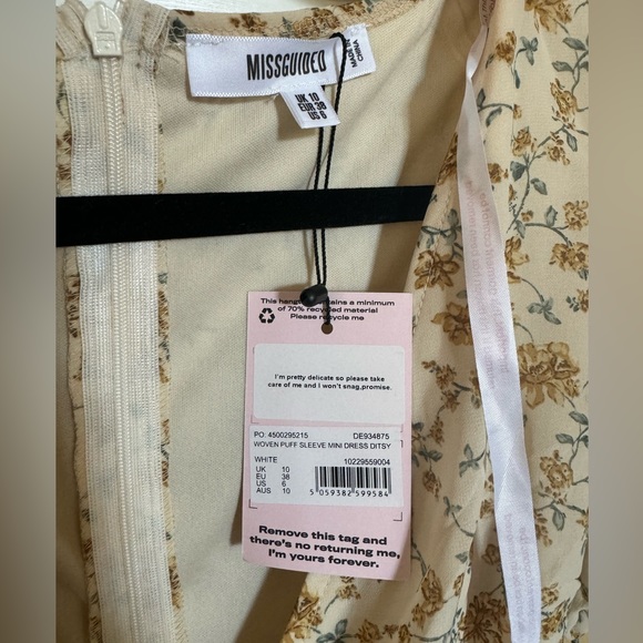 Missguided Puff Sleeve Mini Dress NWT - Picture 3 of 12